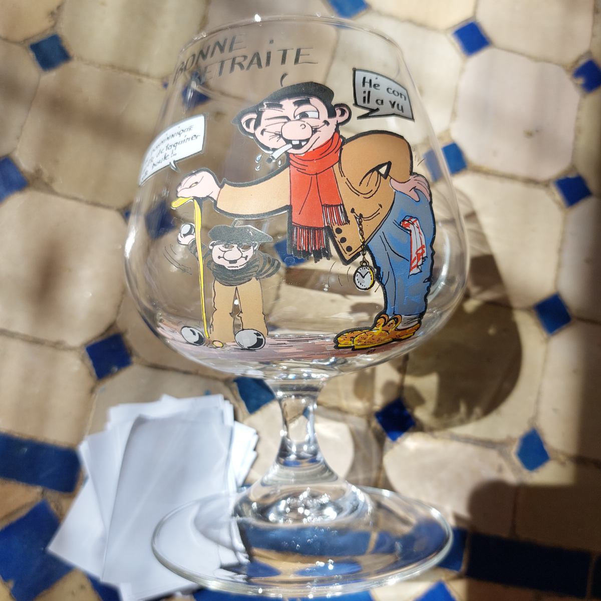 Verre humoristique retraite et pétanque