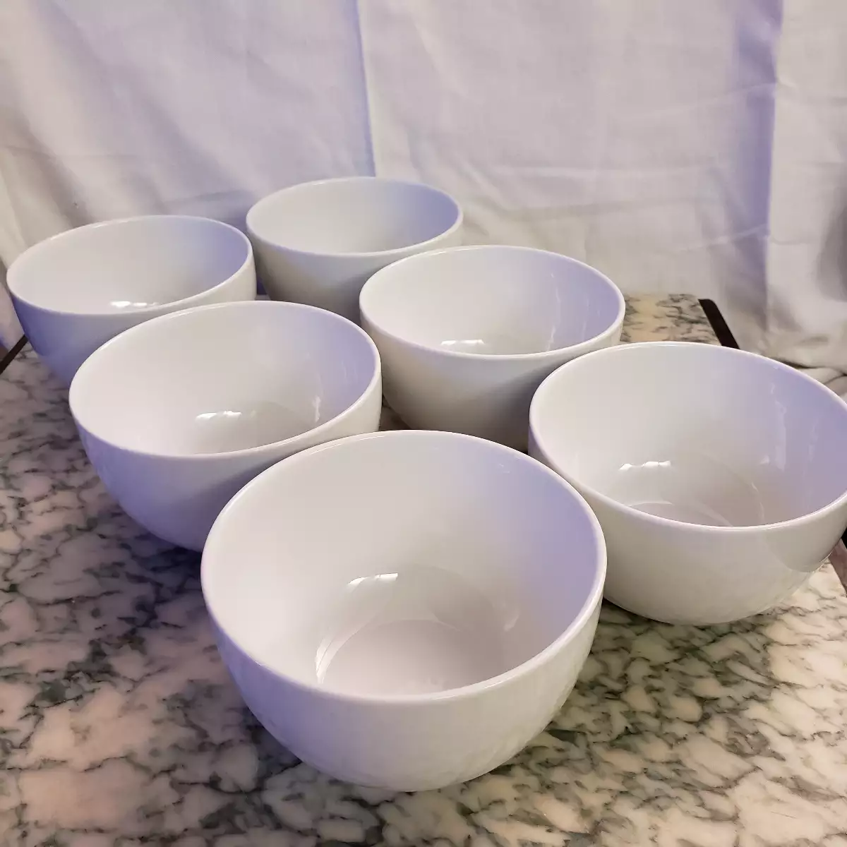 Lot de 6 bols en porcelaine blanche, française