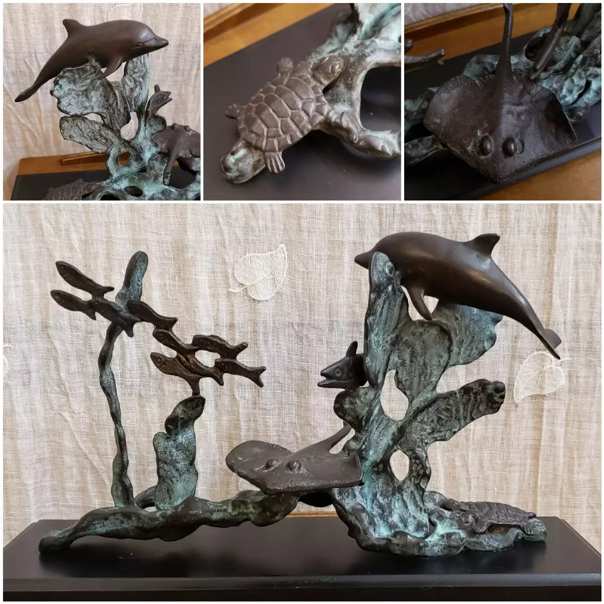 Sculpture marine en régule patiné