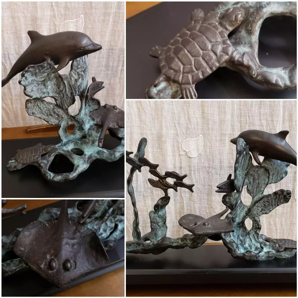 Sculpture marine en régule patiné