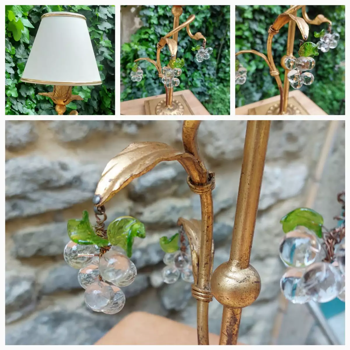 Lampe vintage italienne avec grappes de raisins