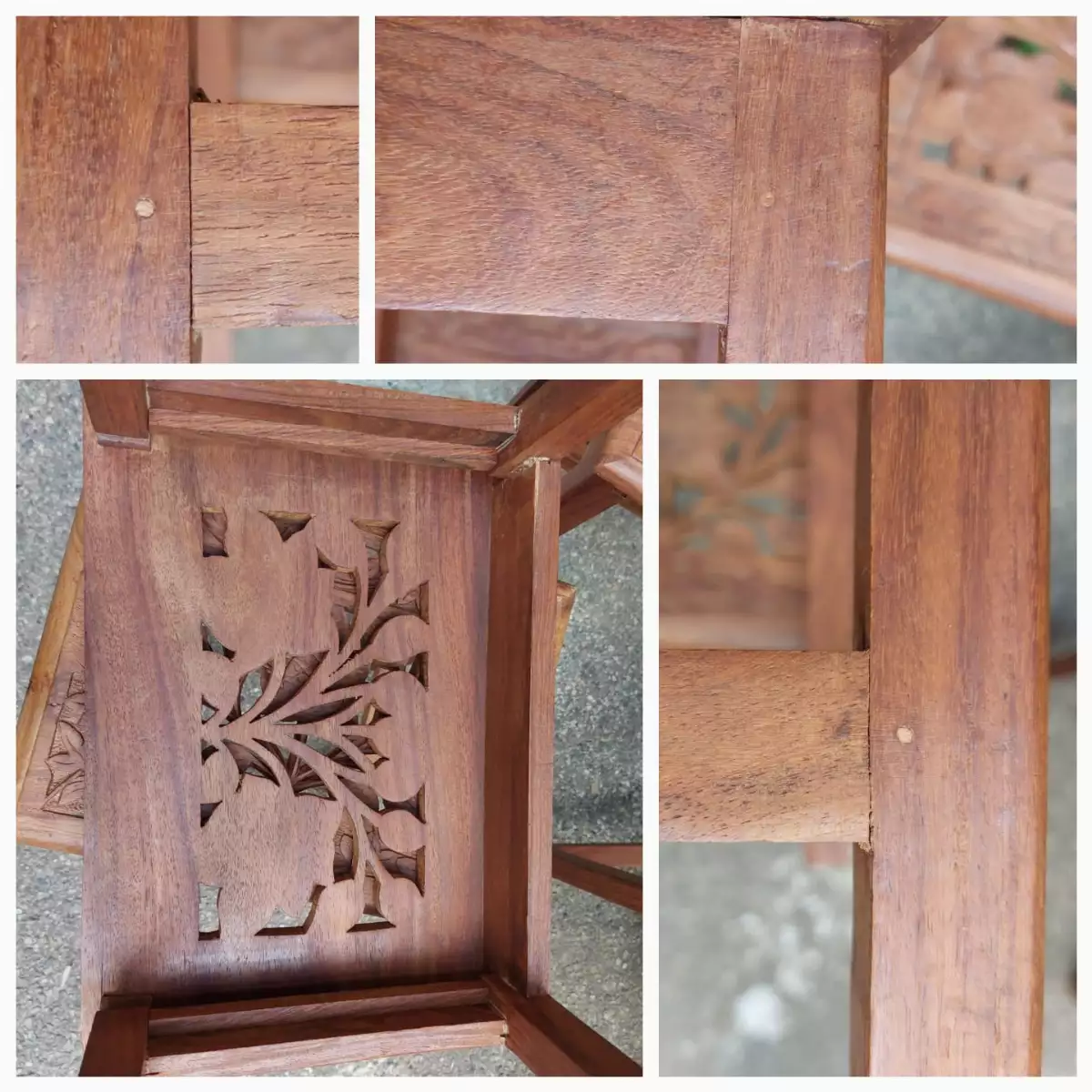 Tables gigognes en bois d'acajou sculpté