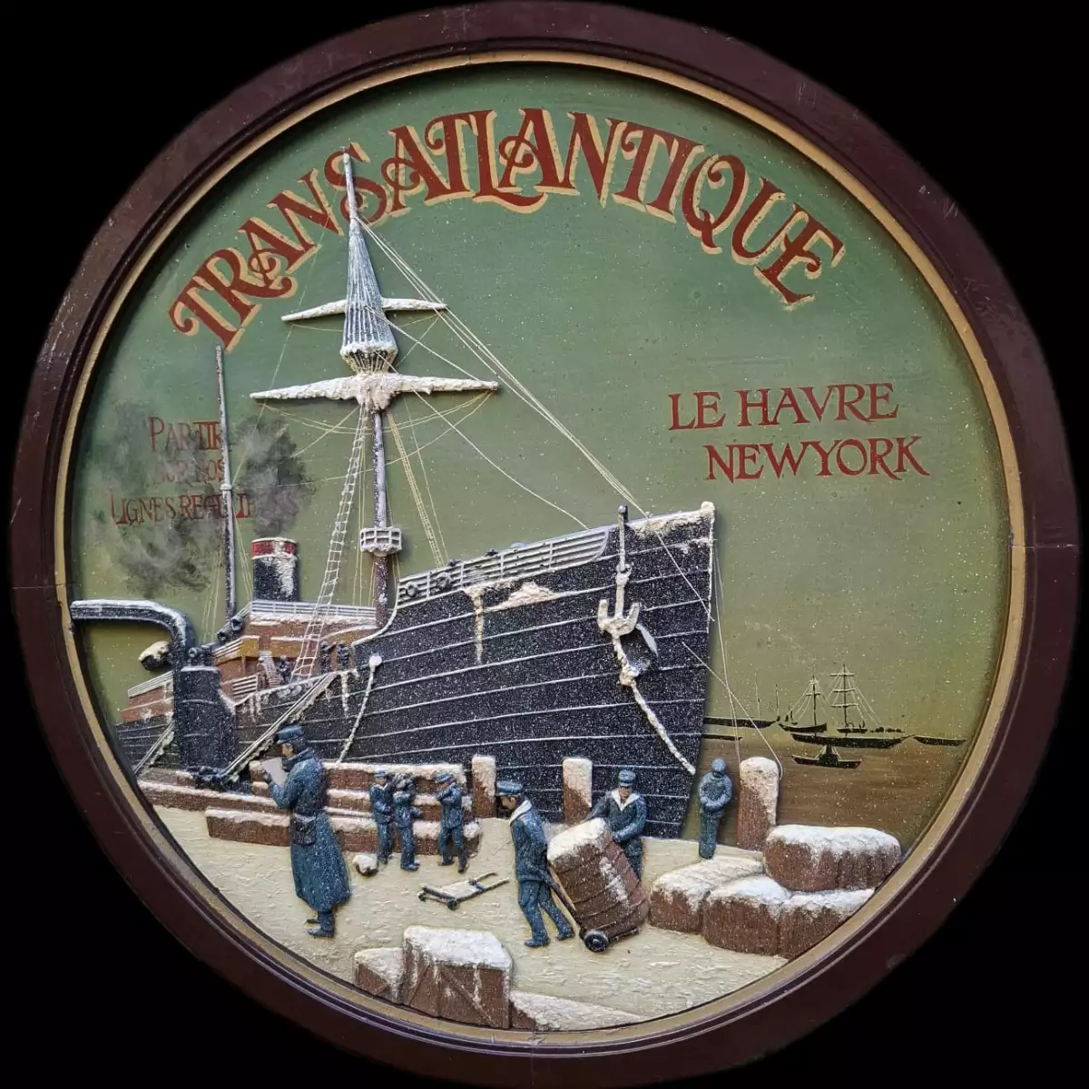 Tableau en bois du Transatlantique Le Havre-NewYork