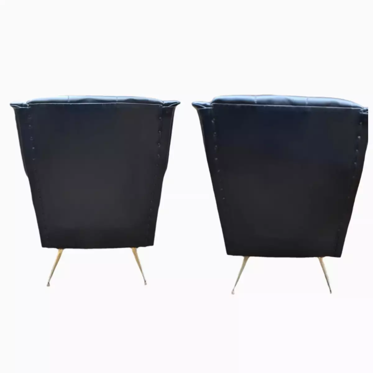 Lot 2 fauteuils noirs vintage, de style Erton Circa