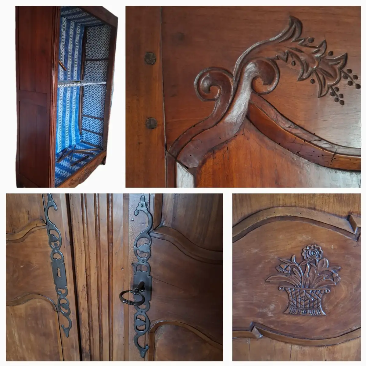 Armoire provençale de mariage en noyer,époque Louis XVI