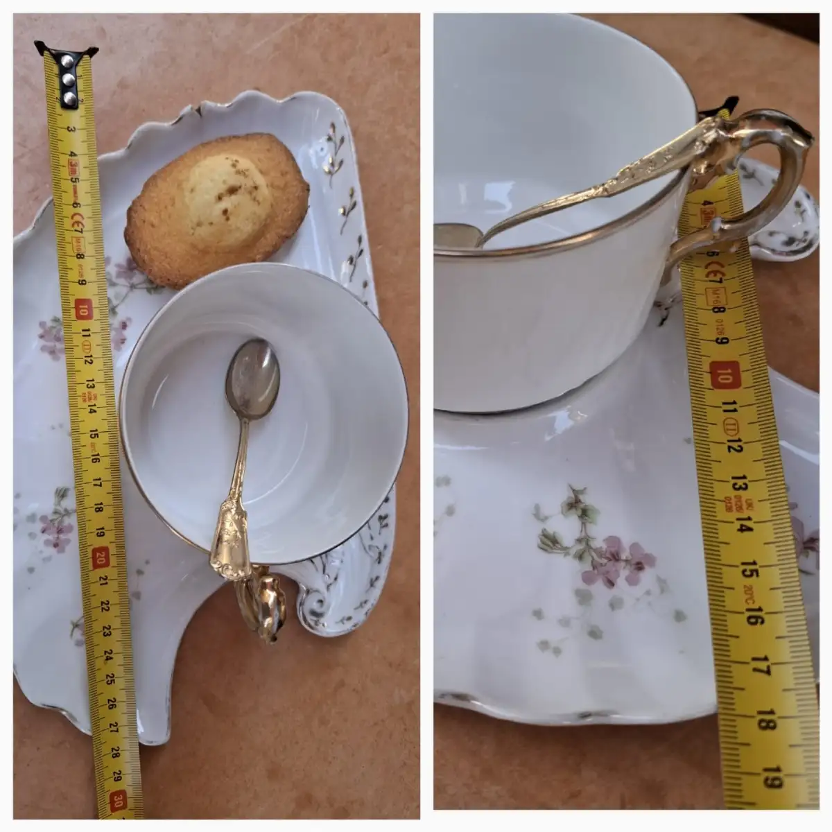Grande tasse et son plateau déjeuner en porcelaine