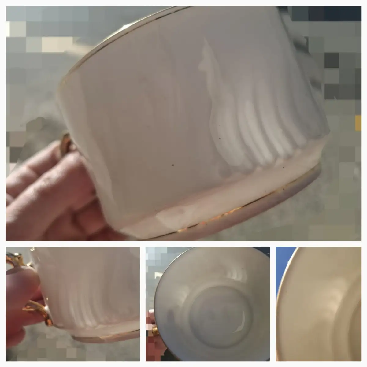Grande tasse et son plateau déjeuner en porcelaine