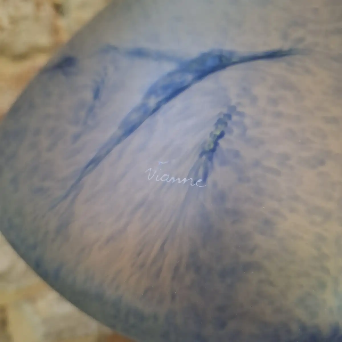 Lampe champignon en pâte de verre bleu