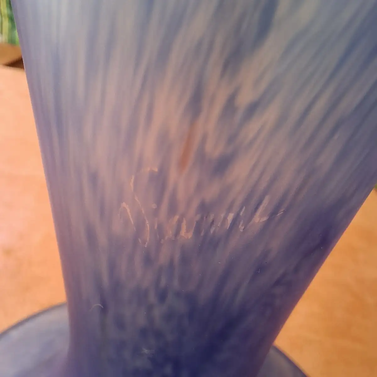 Lampe champignon en pâte de verre bleu