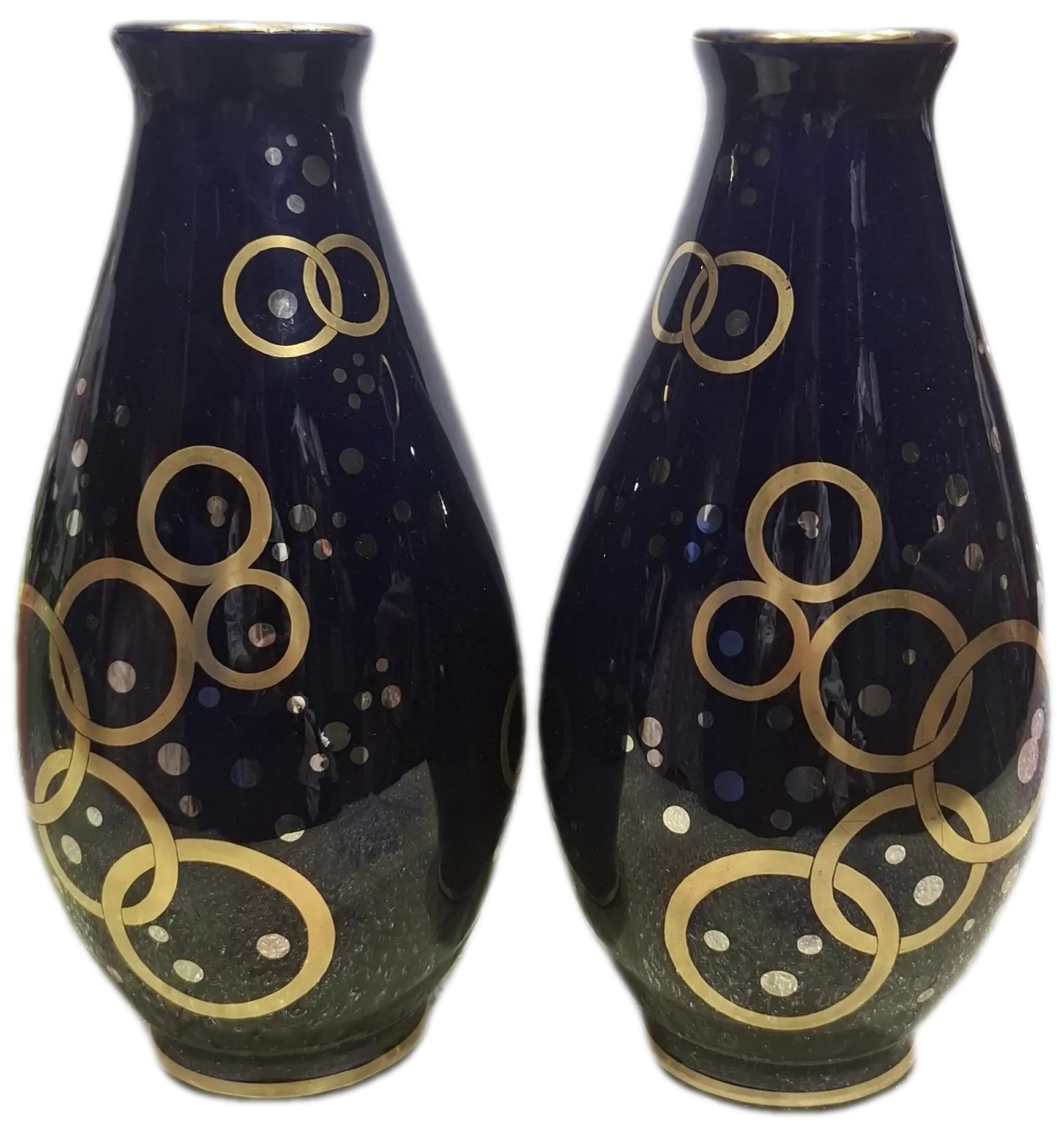 Duo de vase tulipe de Gustave ASCH, en bleu de Tours