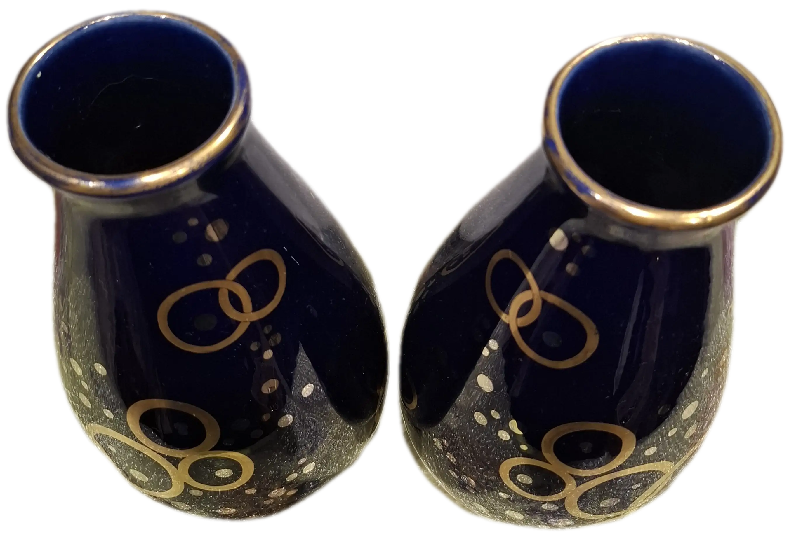 Duo de vase tulipe de Gustave ASCH, en bleu de Tours