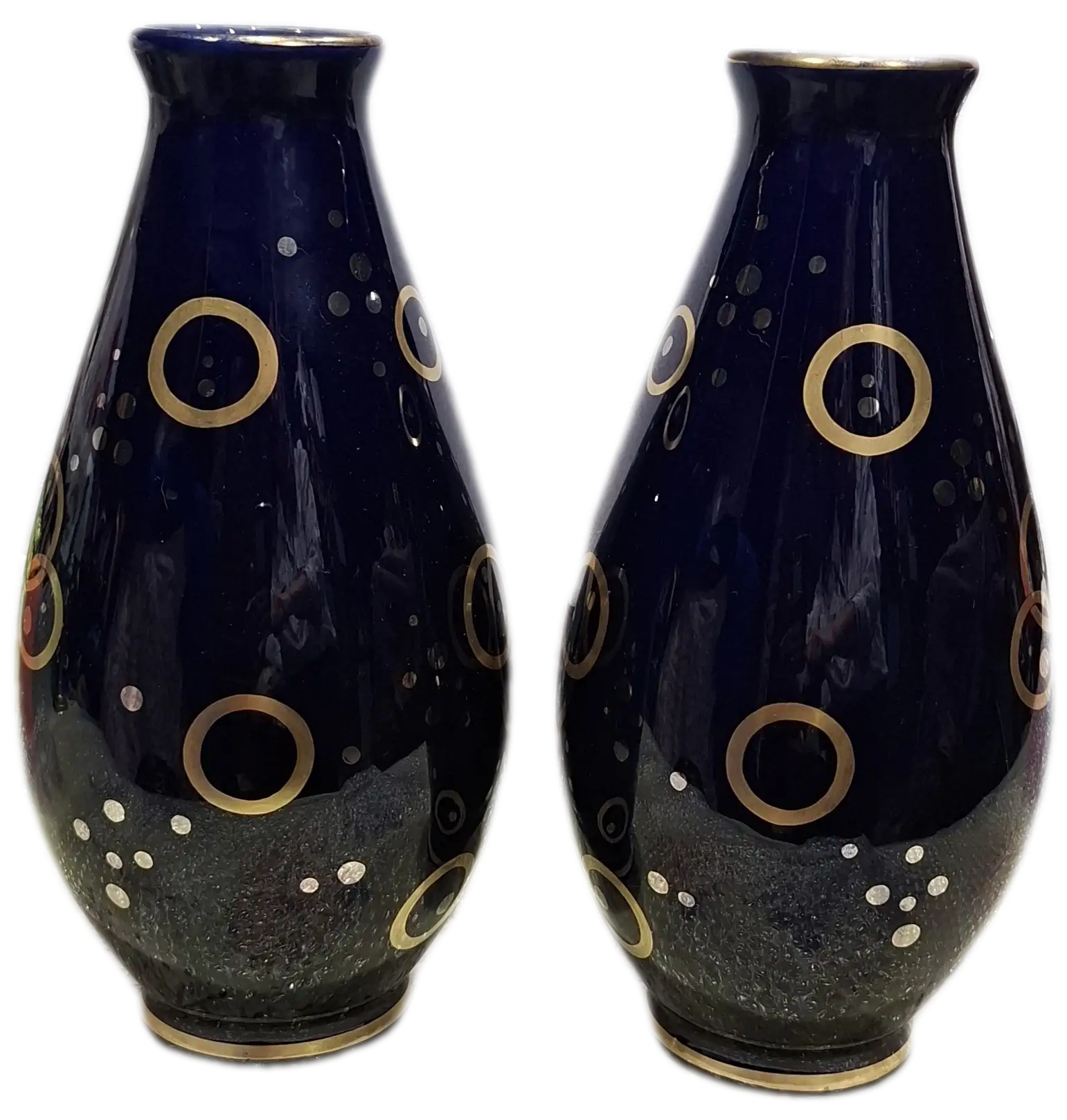 Duo de vase tulipe de Gustave ASCH, en bleu de Tours