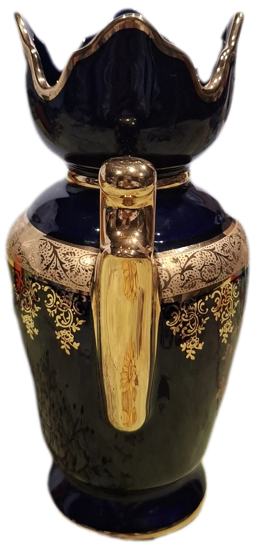 Petit vase en porcelaine bleu cobalt et doré or fin