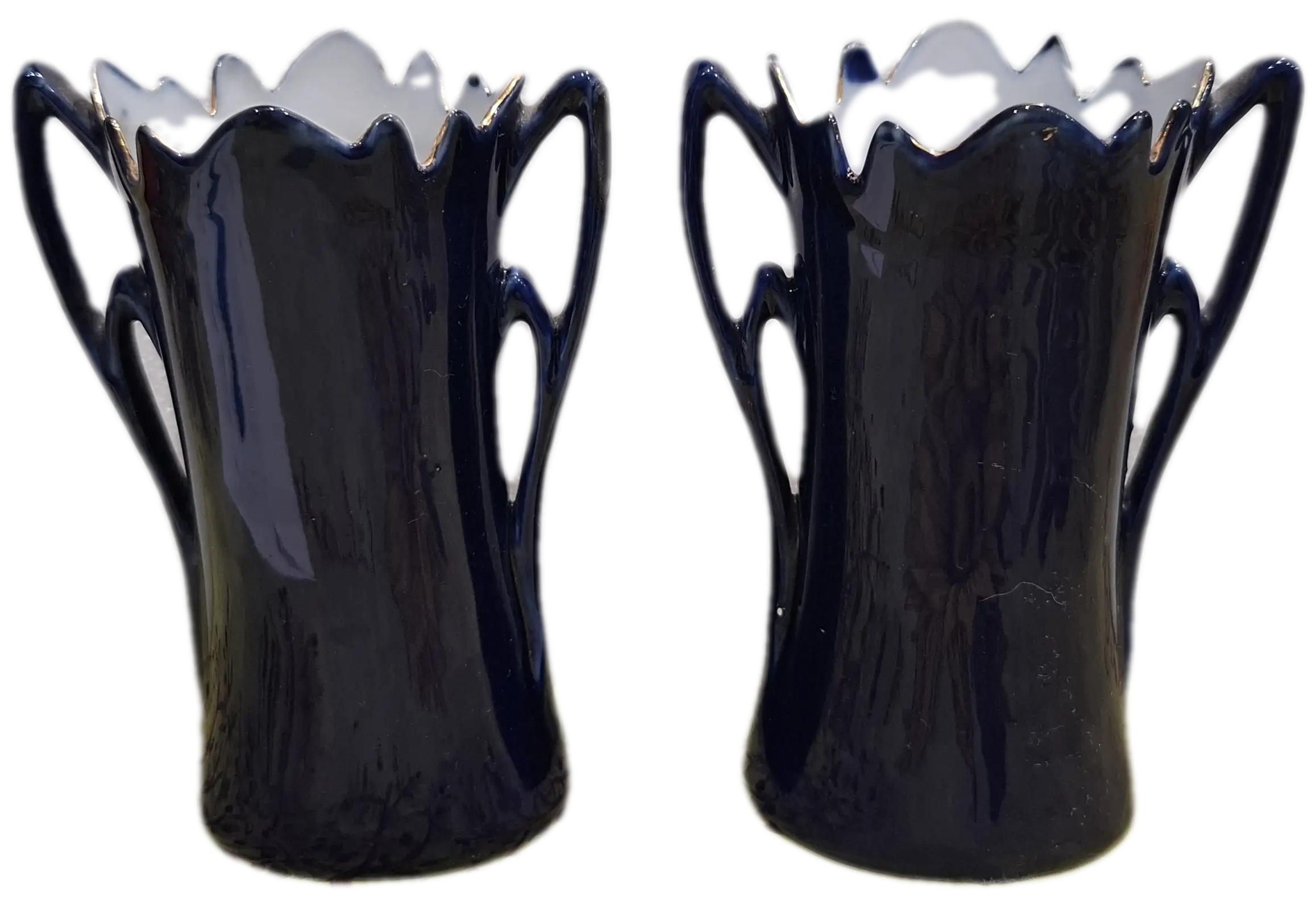 Duo de petits vase de mariés bleu de Sèvres