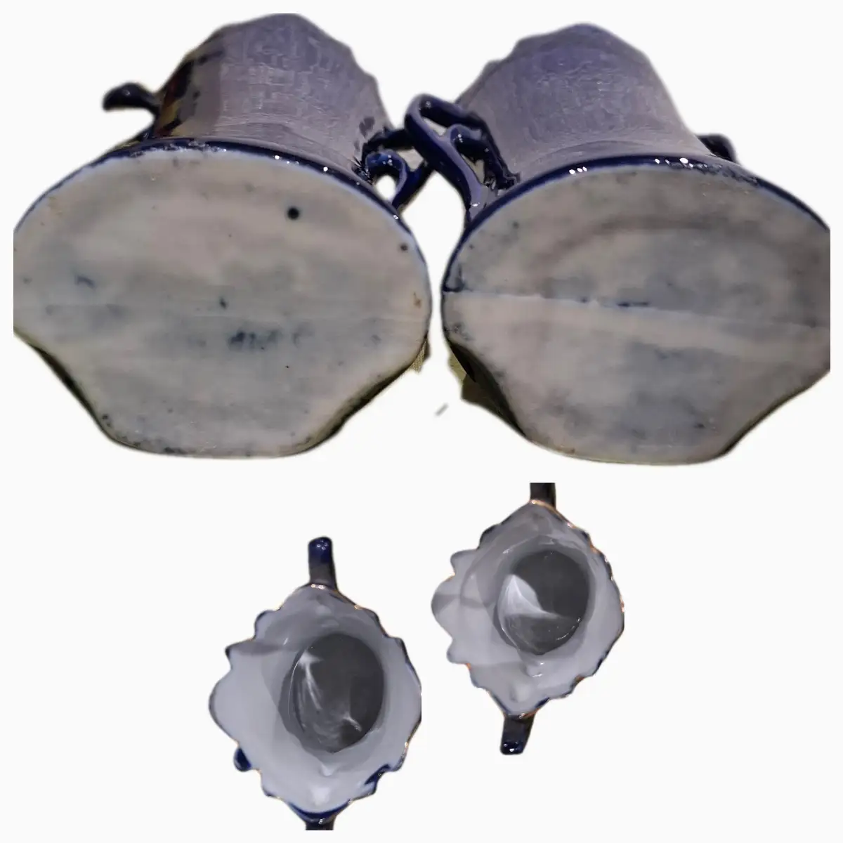 Duo de petits vase de mariés bleu de Sèvres