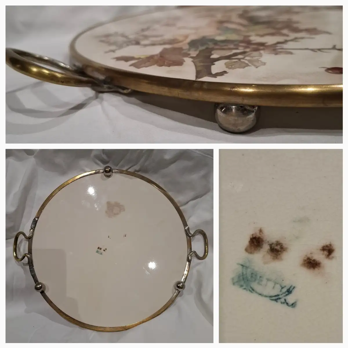 Plat de service rond en céramique avec angelots