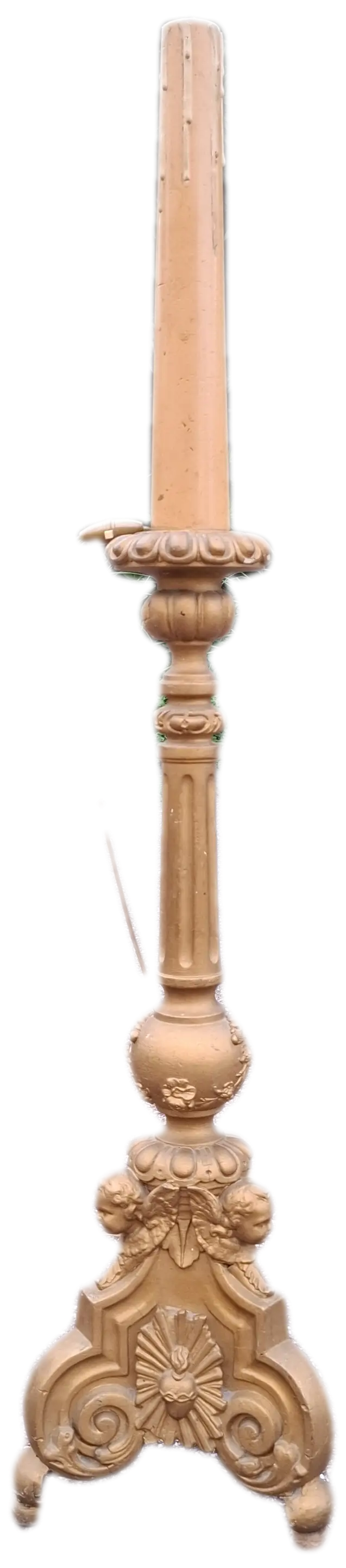 Chandelier d'église en stuc doré XIXème