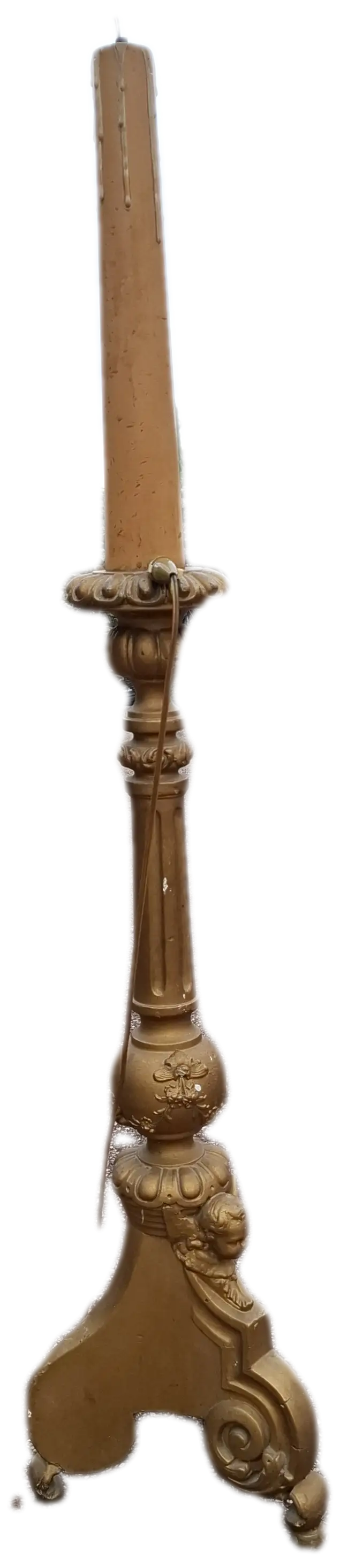 Chandelier d'église en stuc doré XIXème